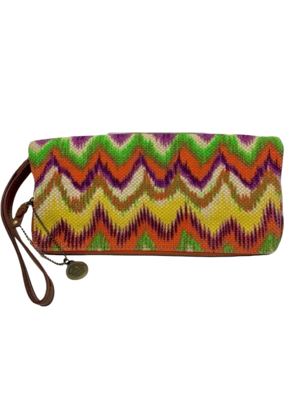 Big Buddha JRochele Folding Wristlet Clutch Handbag Chevron ZigZag Fabric Boho